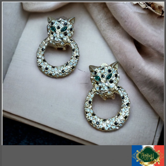 老件 復古  美洲豹耳環