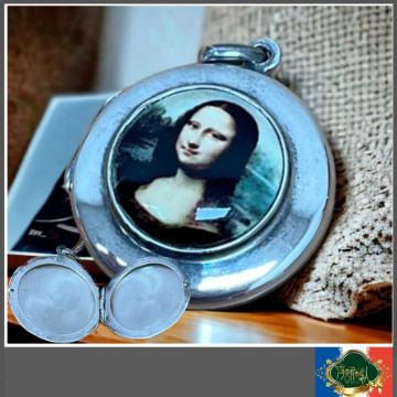 老件 925純銀蒙娜麗莎墜飾 （可開蓋放小照片）