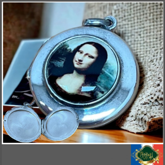 老件 925純銀蒙娜麗莎墜飾 （可開蓋放小照片）