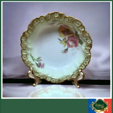 法國LIMOGES 花邊立體浮雕 燕麥碗