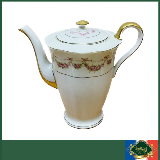 美國 哈維蘭 haviland 蝴蝶結花環 咖啡壺