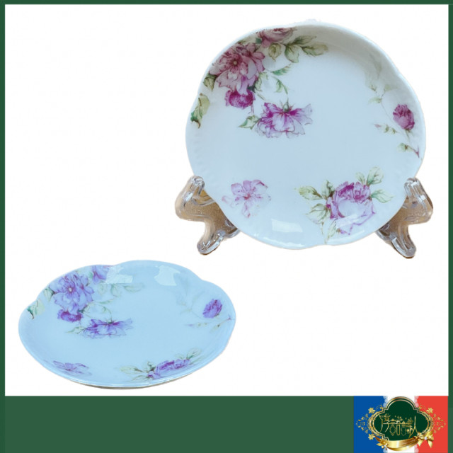 法國 哈維蘭 HAVILAND 粉紅玫瑰花骨瓷-奶油果醬碟/堅果盤