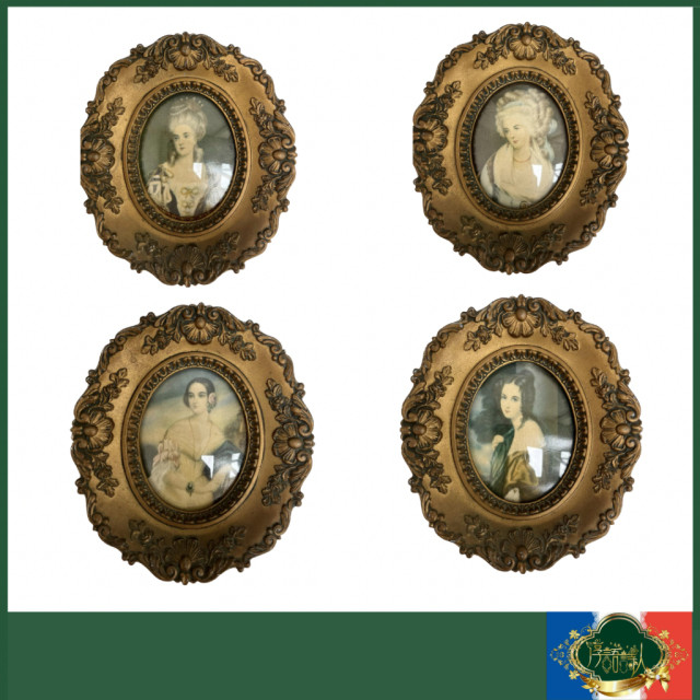 義大利 立體浮雕歐洲宮廷風仕女相框4件組