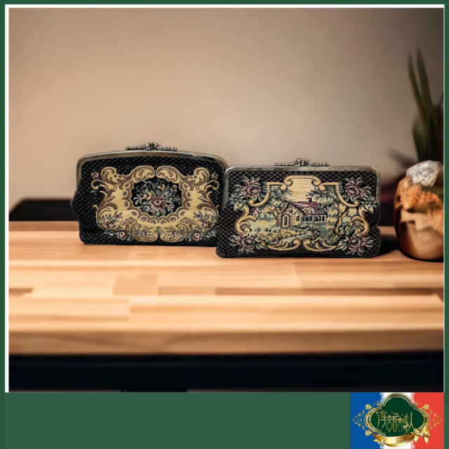 古董包 歐式老件 刺繡手拿口金包 / 宴會包 （兩款）