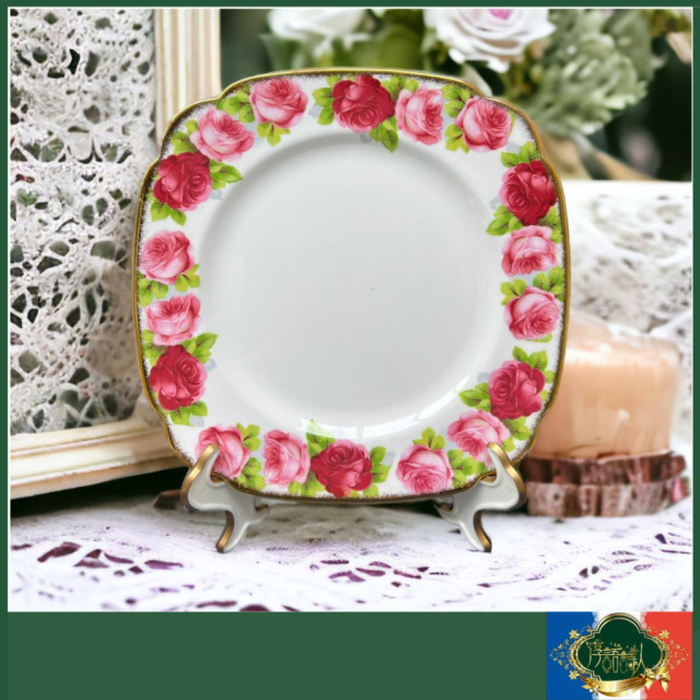 英國 Royal Albert 老英國玫瑰系列-方形晚餐盤