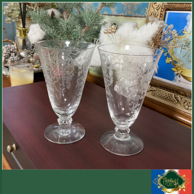 義大利蝴蝶結手工雕刻水晶玻璃聖代杯 