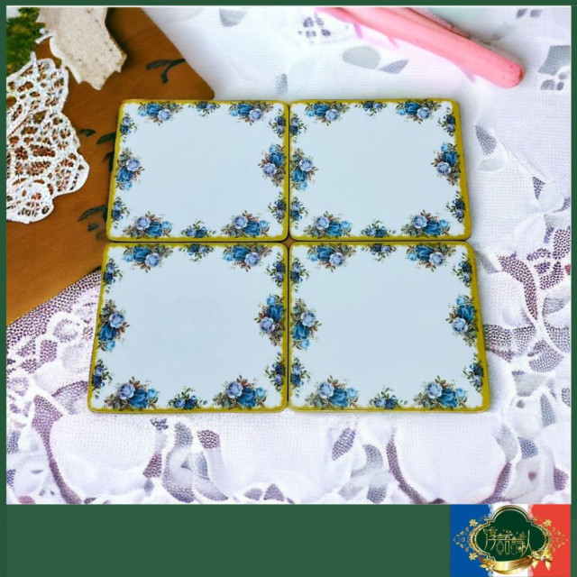 英國 Royal Albert  22K  1987年 月光玫瑰-超稀有小型餐墊（一組4片）無盒