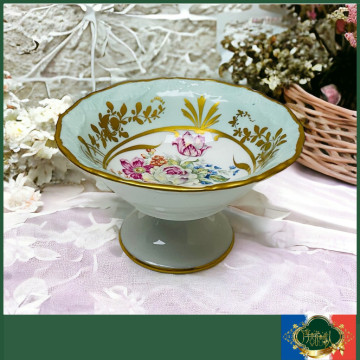 法國Limoges  蒂芬尼藍手描金高腳甜點碗 堅果碗