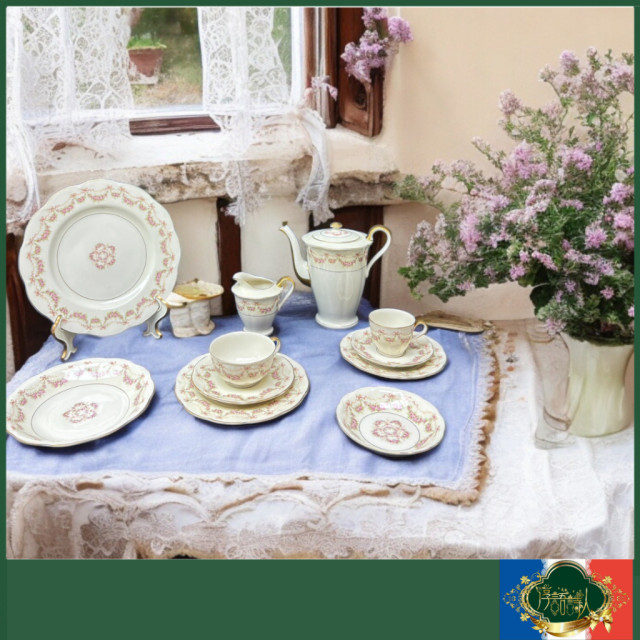 美國 哈維蘭  hamilton 1958年 蝴蝶結花環系列 咖啡杯盤 圓盤 茶壺 湯盤