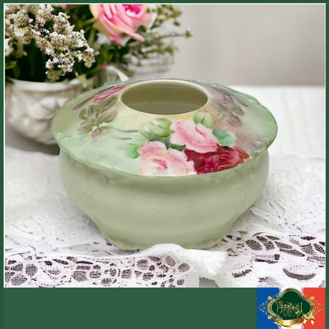 法國Limoges JP全手繪玫瑰 飾品收納盒 棉花棒盒 零錢盒
