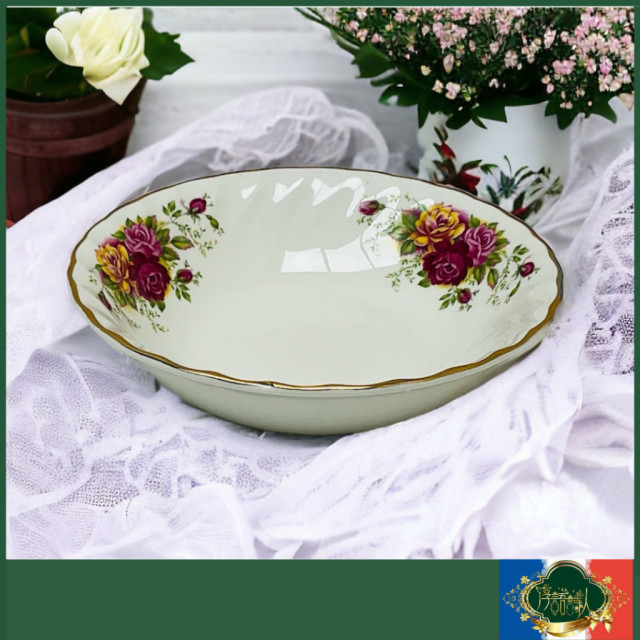 英國Staffordshire MYOTT 1950年 玫瑰園系列-玫瑰花圖騰 燕麥碗