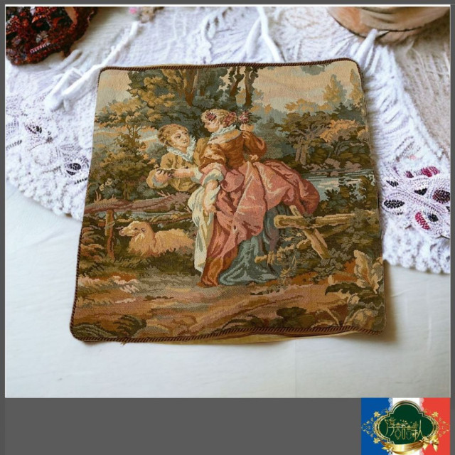 老件 歐洲宮廷風刺繡方形抱枕套（不含枕心）