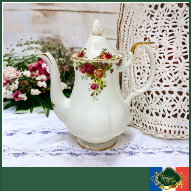 英國Royal Albert 22K金 鄉村玫瑰-咖啡壺(第二版）