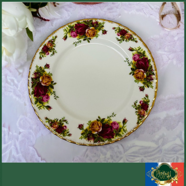 英國 Royal Albert 22K金 鄉村玫瑰  麵包沙拉盤20公分（第一版）