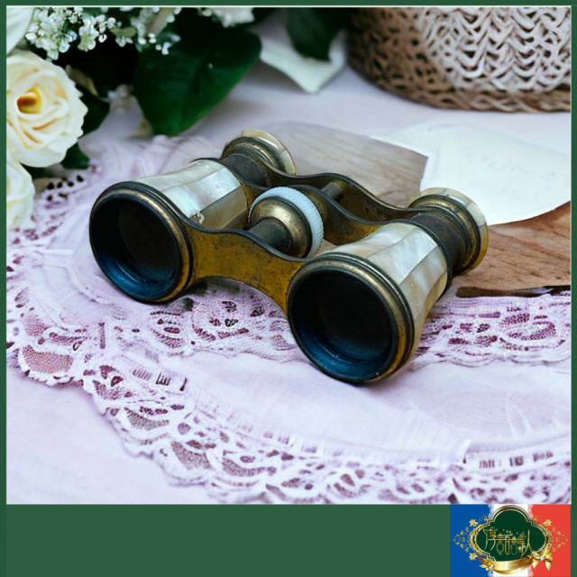 百年老件 法國1920年 古董珠母貝歌劇望遠鏡